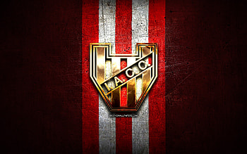 Instituto Atletico Central Cordoba FC, golden logo, Primera Nacional, red metal background, football, argentinian football club, Instituto Atletico Central Cordoba logo, soccer, Instituto Atletico Central Cordoba HD wallpaper
