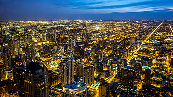 Chicago skyline, Night cityscape, Illinois beauty, Night graphy HD wallpaper