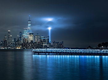 Cities, Night City, City Lights, Skyscrapers, Panorama, Bay HD wallpaper