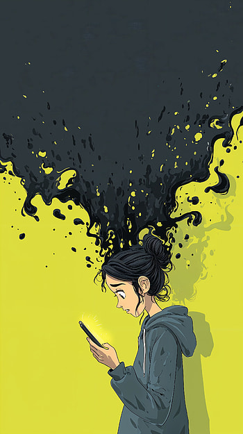 Scrolling Into Darkness, depression, addiction, mental health, girl, smart HD phone wallpaper
