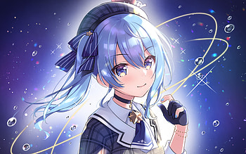 Hoshimachi Suisei, space, Virtual YouTuber, VTuber, artwork, manga, Hoshimachi Suisei channel HD wallpaper