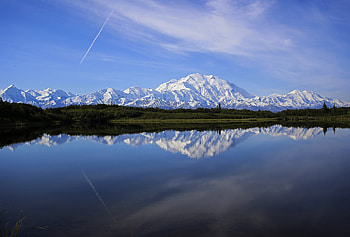 White mountains, lake, reflections, landscape HD wallpaper