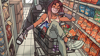 Couple Grocery Shopping Day , artist, artwork, digital-art HD wallpaper