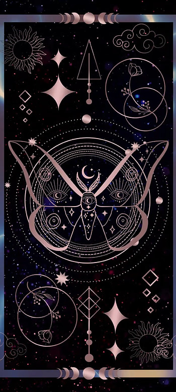 Crescent Butterfly, beautiful, magenta, tarot, Sun, card HD phone wallpaper