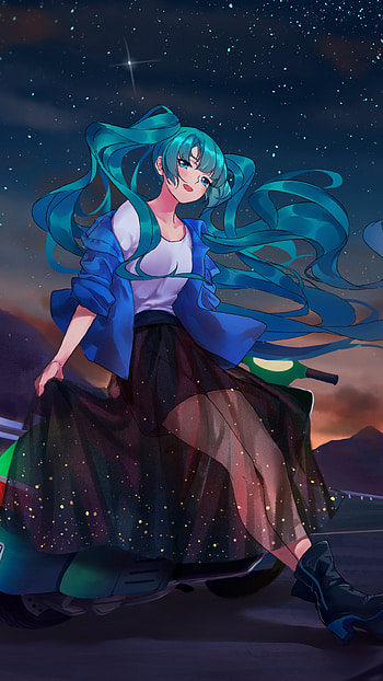 blue eyes, blue hair, long hair, Hatsune Miku, Anime, Vocaloid HD phone wallpaper