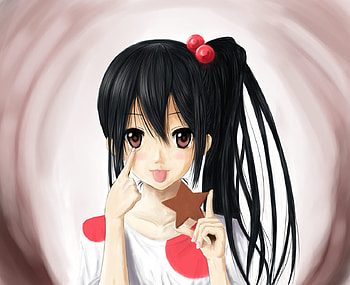 Nakano Azusa, sexy, brown eyes, cute, girl, black hair, long hair, anime, k-on HD wallpaper