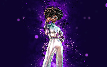 Silver Doctor Slone, , violet neon lights, Fortnite Battle Royale, Fortnite characters, Silver Doctor Slone Skin, Fortnite, Silver Doctor Slone Fortnite HD wallpaper