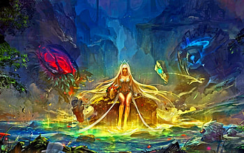 A Seat in Paradise, women, magic, nature, fantasy HD wallpaper