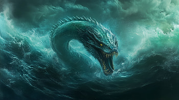 Mythical Sea Serpent, fantasy, sea serpent, mythical creature, sea monster, storm HD wallpaper