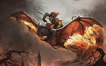 Epic DotA : Goblin on a Fiery Bat, video game, DotA HD wallpaper