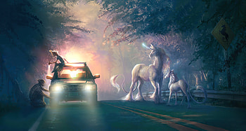 Broken car unicorn, Sony Xperia X, Crossing HD wallpaper