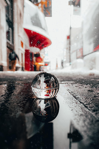 Snow, Reflection, Miscellanea, Miscellaneous, Ball, Puddle, Crystal Ball HD phone wallpaper