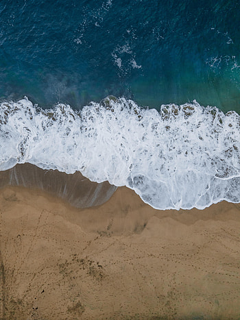 Nature, Water, Sea, Beach, Sand, View From Above, Wave HD phone wallpaper