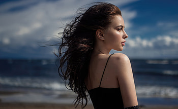 Girl Feeling The Ocean Breeze Outdoors, girls, model HD wallpaper