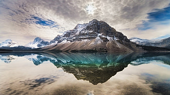 Clouds, mountains, reflection, lake HD wallpaper