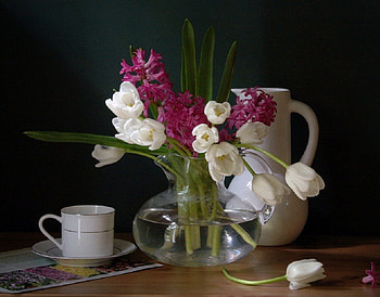 tea time and spring flowers, still life, tea time, nature, flowers, spring HD wallpaper