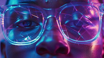 Preppy Woman Neon Glow, woman, preppy, neon, glasses, portrait HD wallpaper