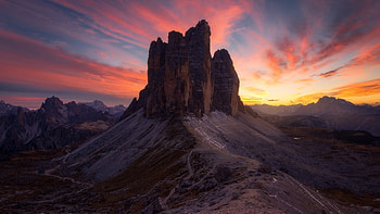 Dolomites, Canyon, landscape, cliffs, sunset HD wallpaper