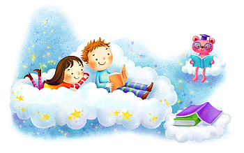 Fantasy, Stars, Love, Books, , Drawing, Smile, Girl, Cloud, Boy, Smiles HD wallpaper