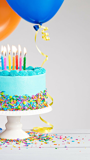 Celebration, Birtay cake, Balloons, Candy HD phone wallpaper