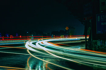 Cities, Night, Shine, Light, Road, Turn HD wallpaper