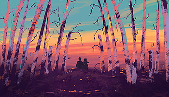 Nature, Trees, Art, Silhouettes, Embrace HD wallpaper