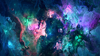 Cosmos, colorful, blue, nebula, pink, fantasy, green, space, tim barton HD wallpaper