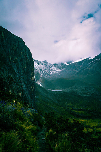 Nature, Grass, Mountains, Clouds, Snow, Rocks, Snow Covered, Snowbound HD phone wallpaper
