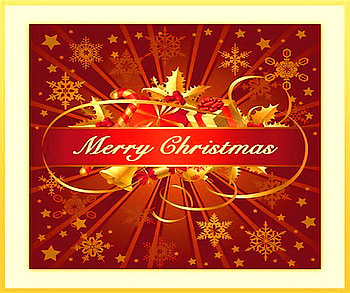 Merry Christmas - red, greeting, snowflakes, merry christmas, stars, bells, red and gold HD wallpaper