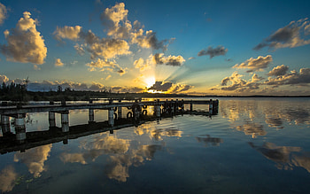 Puerto Rico reflection sunset, Serene lake, Coastal beauty, Tranquil escape HD wallpaper