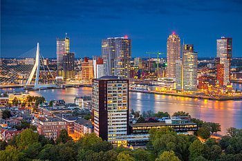 Rotterdam skyline, Private jet charter, Luxury travel, Evojets HD wallpaper