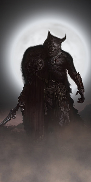 Dark werewolf, Mysterious creature, Eerie presence, Captivating darkness HD phone wallpaper