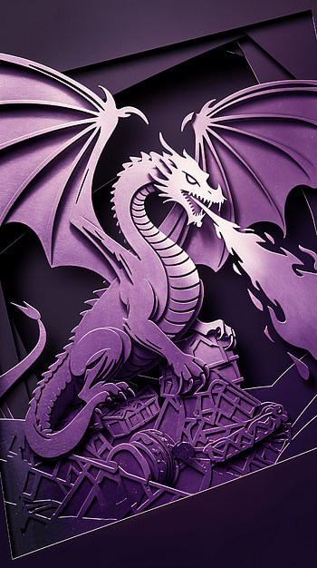 Purple Dragon Fantasy: Stunning , dragon, fantasy, Artwork, purple, fire, Fire Dragon HD phone wallpaper
