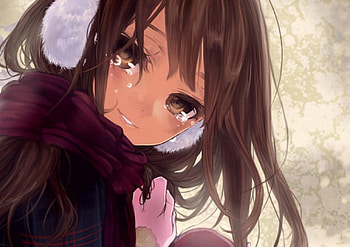 Happy and sad girl, cold, girl, anime, tears HD wallpaper