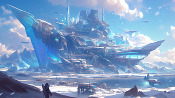 Epic Fantasy Cityscape, fantasy, Structure, landscape, futuristic, ice, fantasy landscape HD wallpaper