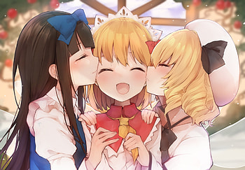 Touhou, kiss, girl, anime HD wallpaper