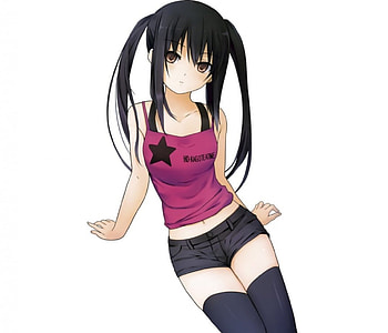 Nakano Azusa, brown eyes, girl, black hair, long hair HD wallpaper