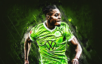 Bote Baku, VfL Wolfsburg, German football player, Baku Wolfsburg, Bote Baku portrait, green stone background, football, Bundesliga, Germany HD wallpaper