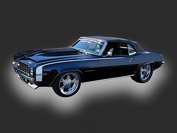 69_Black_Camaro_Convertible, Bowtie, Classic, 1969, GM HD wallpaper
