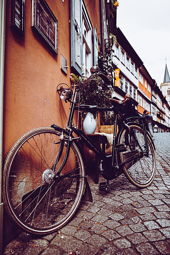 City, Building, Miscellanea, Miscellaneous, Vintage, Retro, Bicycle HD phone wallpaper