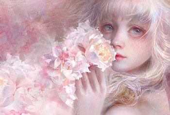 Peony beauty, gigi, flower, pastel, bujor, frumusete, art, gorgeous, peony, girl, user 23385, hand, superb, user23385, pink, fantasy, face, luminos HD wallpaper