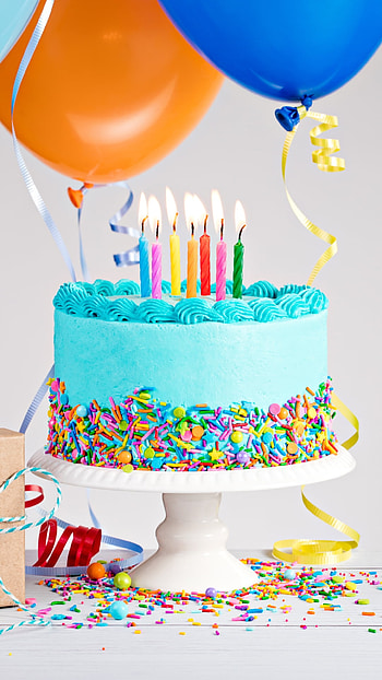 balloon, pastry, candle, cake, celebration, holiday HD phone wallpaper