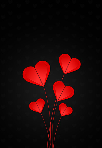 Hearts, Love, Black Background HD phone wallpaper