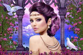 Lovely Princess for Isabelle, Roses, fantasy, pretty, Doves, face, beautiful, princess, Digital art HD wallpaper