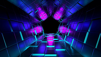 3D, Purple, Tunnel, Cuba, Rendering HD wallpaper