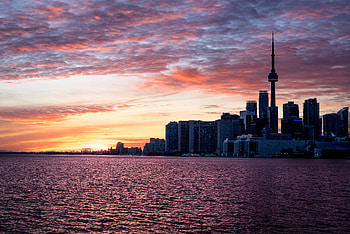Cities, Water, Sunset, Sky, City HD wallpaper
