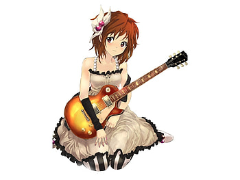 Guitar and Yui Hirasawa, K-ON!, anime, cute anime girl HD wallpaper