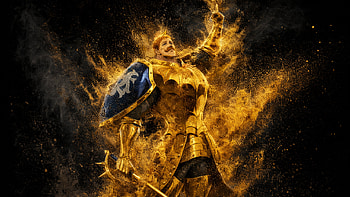 Escanor — Sun's Pride ( ), Escanor (The Seven Deadly Sins), Knight, Armor, Sword, Shield, Fire, Anime HD wallpaper