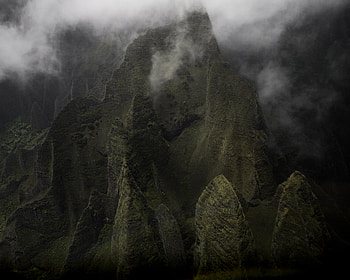 Green, mountains, clouds, mist HD wallpaper