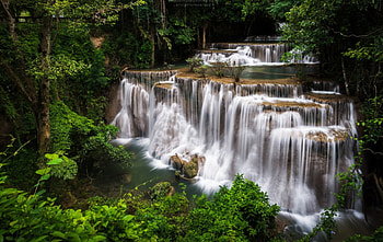 Waterfall, beautiful, forest, green HD wallpaper